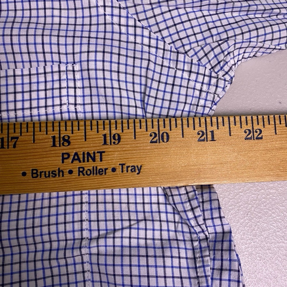 70s Brooks Brothers Shirt 14.5 Mens S/S 6 Button Down Blue Graph Check VGUC - Picture 4 of 9
